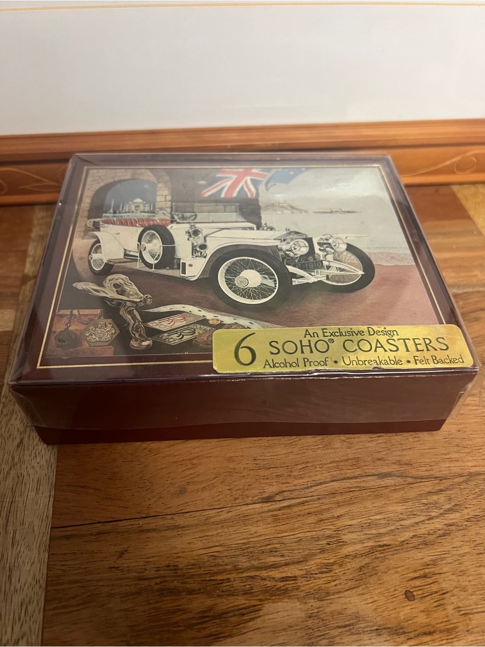 large Vintage SOHO Coasters (Set of 6) – Classic Rolls-Royce Edition - 6” by 5”.